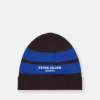 Beanie met contrasterende strepen en geribde boord