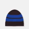Beanie met contrasterende strepen en geribde boord