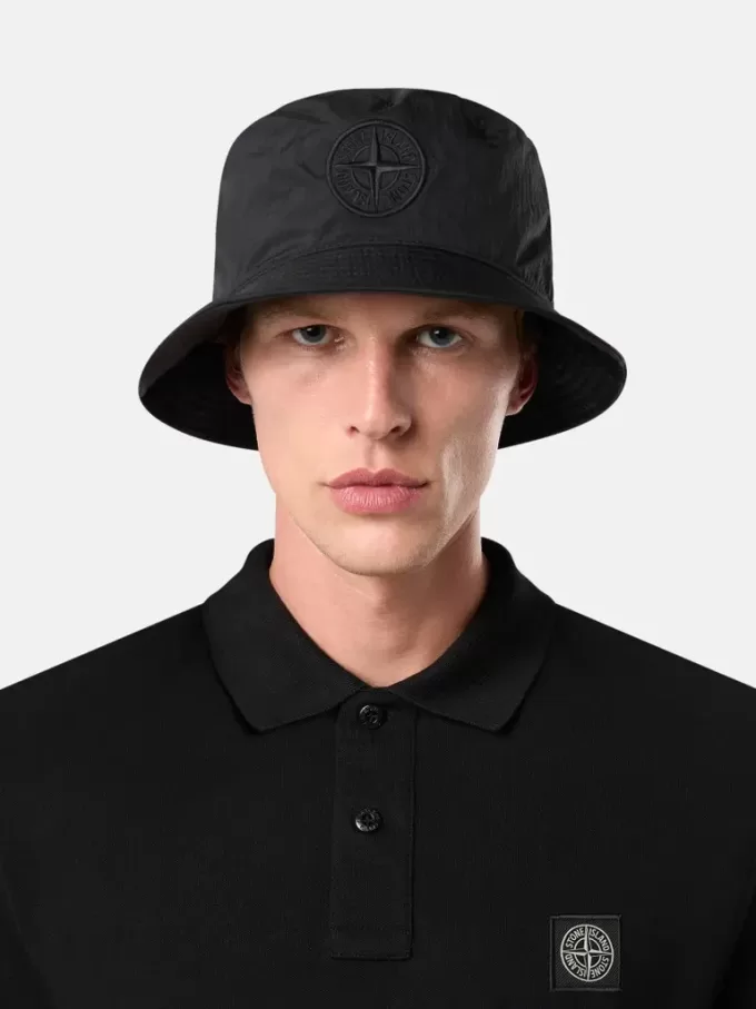 Bucket hat met mesh voering en Compass-borduursel