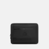 Gewatteerde laptoptas met vakken en ritssluiting.