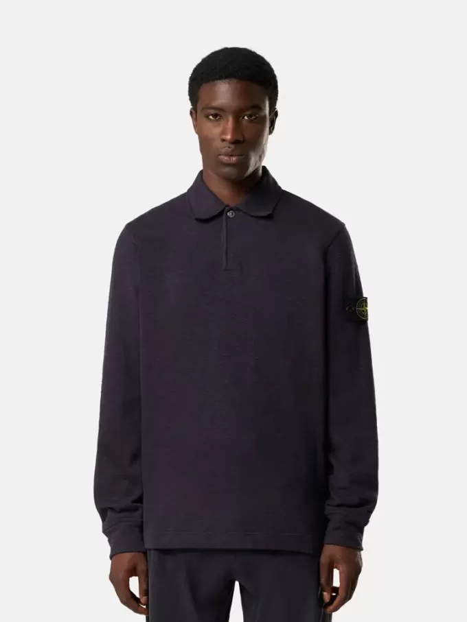 Regular fit polosweater met drukknoopsluiting