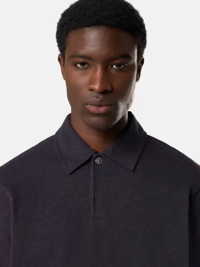 Regular fit polosweater met drukknoopsluiting