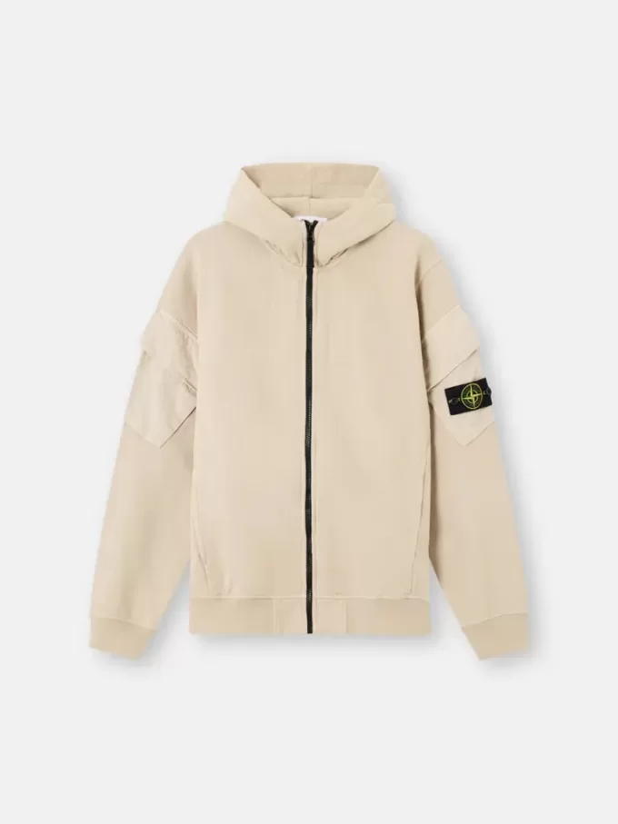 Regular fit sweatshirt met capuchon en ritssluiting en mouwzakken.