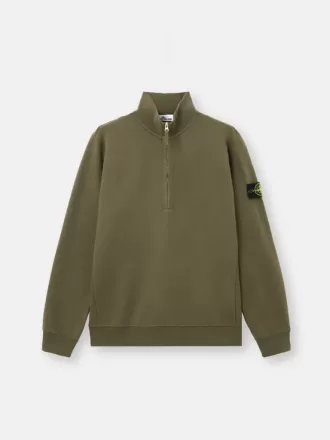 Regular fit sweatshirt met halve rits en geribde inzetstukken
