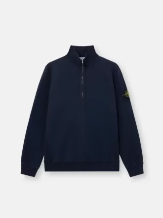 Regular fit sweatshirt met halve rits en geribde inzetstukken