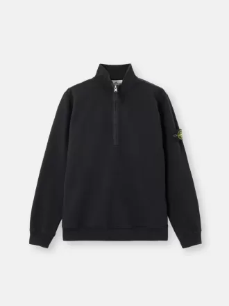 Regular fit sweatshirt met halve rits en geribde inzetstukken