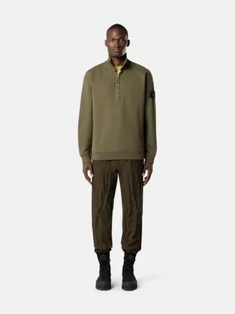 Regular fit sweatshirt met halve rits en geribde inzetstukken