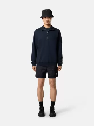 Regular fit sweatshirt met halve rits en geribde inzetstukken