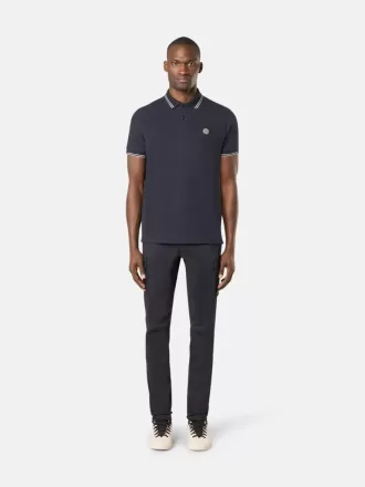 Slim-fit poloshirt met korte mouwen en gestreepte details