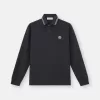 Slim-fit poloshirt met lange mouwen en streepdetails