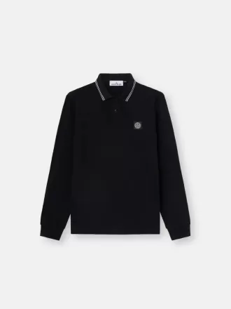 Slim-fit poloshirt met lange mouwen en streepdetails