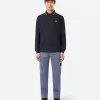 Slim-fit poloshirt met lange mouwen en streepdetails