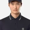 Slim-fit poloshirt met lange mouwen en streepdetails