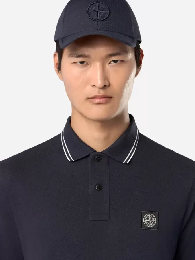 Slim-fit poloshirt met lange mouwen en streepdetails