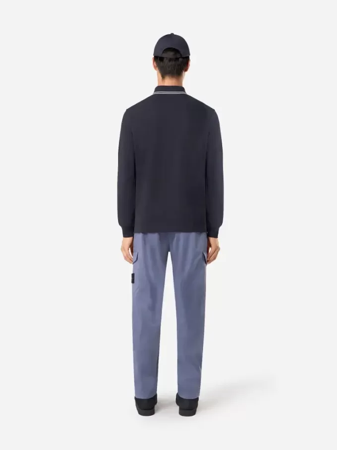 Slim-fit poloshirt met lange mouwen en streepdetails