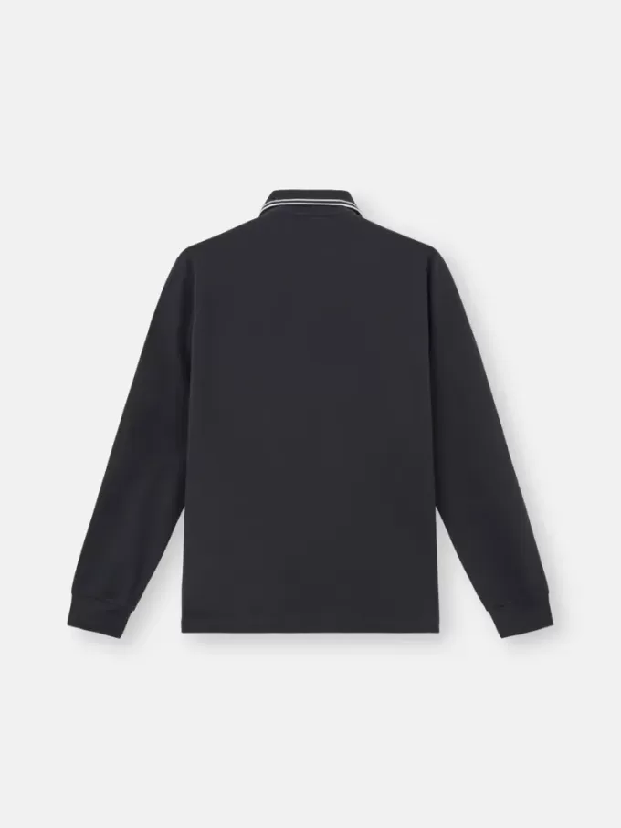Slim-fit poloshirt met lange mouwen en streepdetails