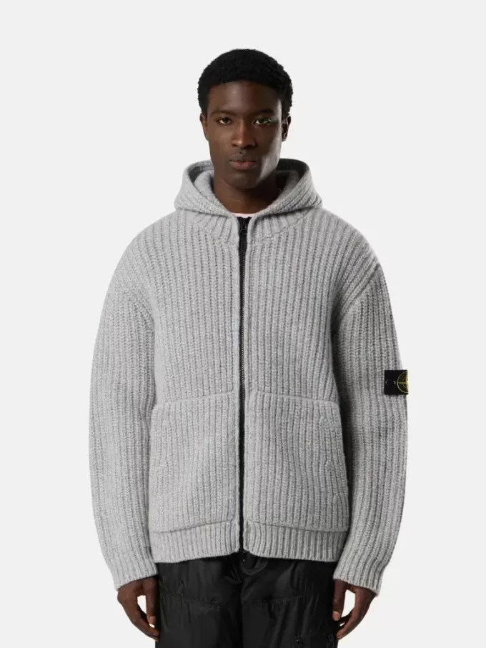Sweater met capuchon, ritssluiting, zakken en vissersrib Sweater met capuchon, ritssluiting, zakken en vissersrib