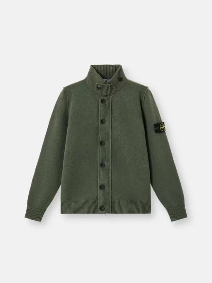 Sweater met knopen en vilten boorden