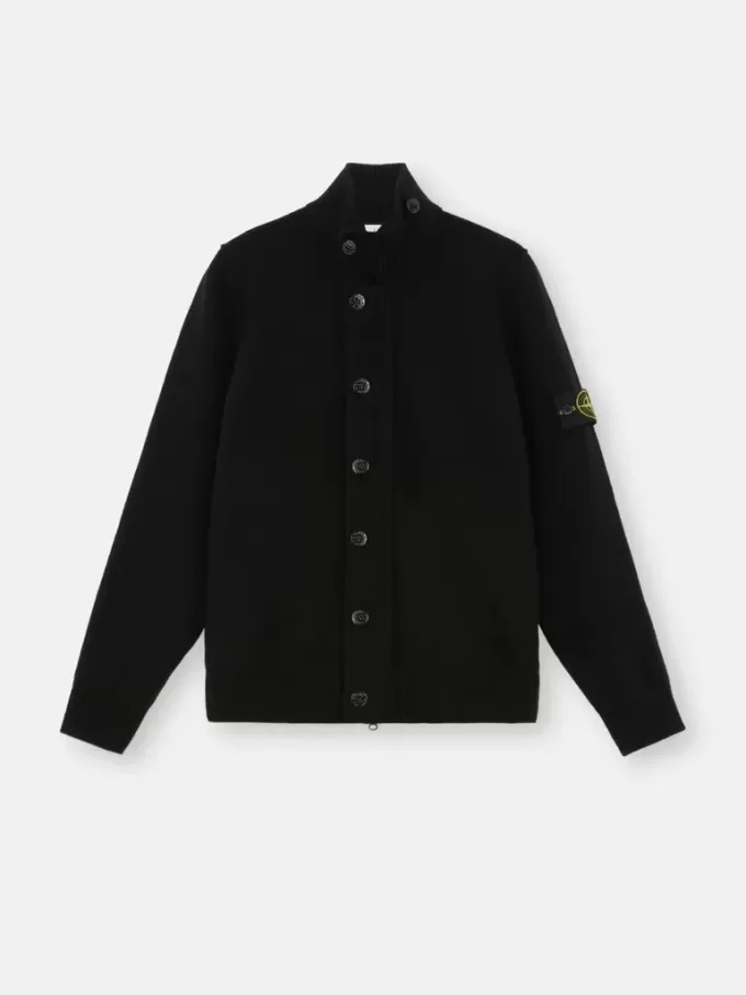 Sweater met knopen en vilten boorden