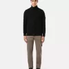 Sweater met knopen en vilten boorden