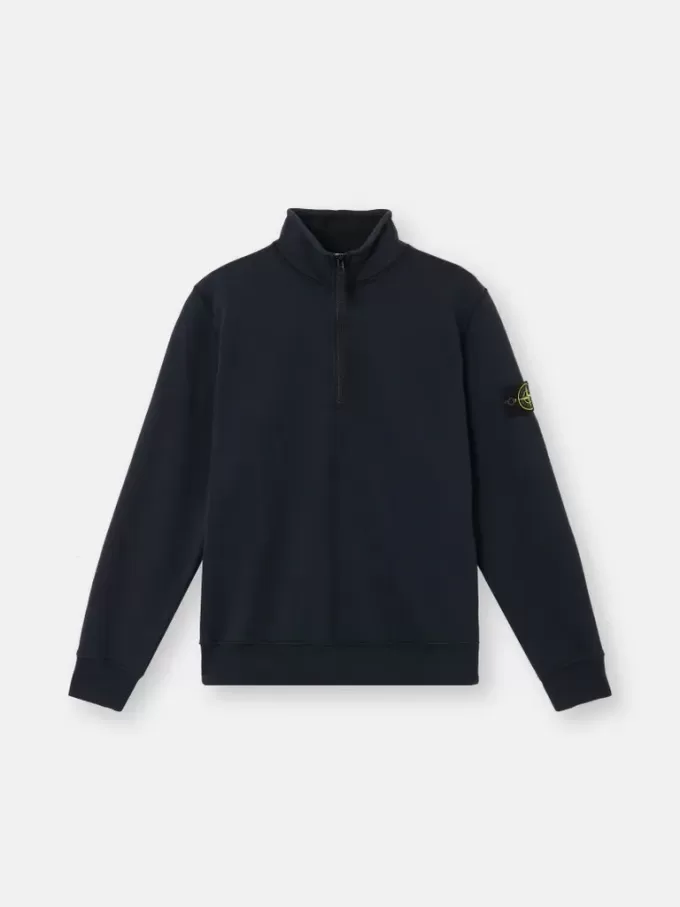 Sweatshirt met halve rits en opgestikte zakken