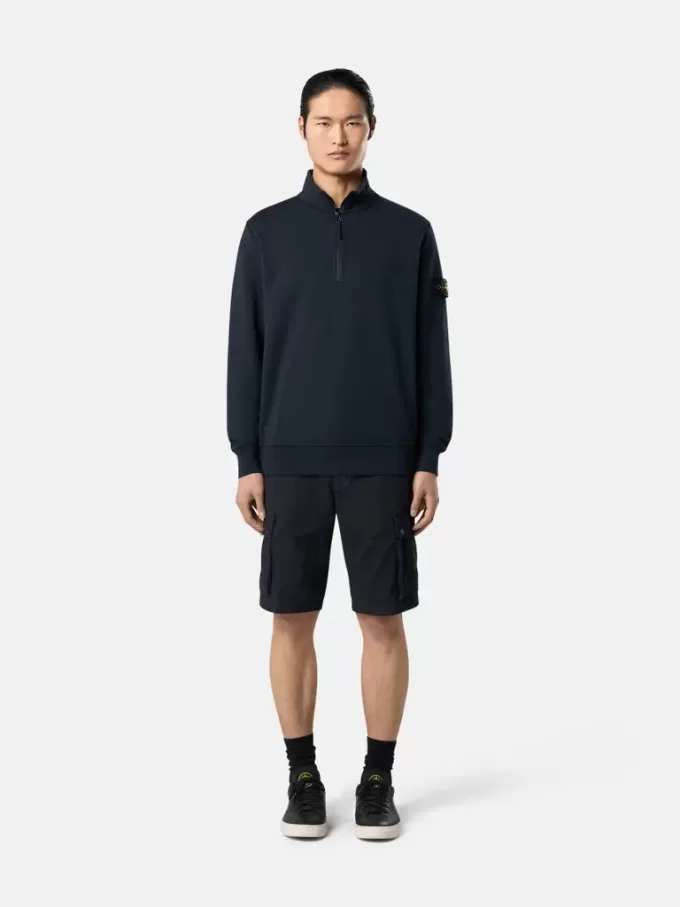 Sweatshirt met halve rits en opgestikte zakken
