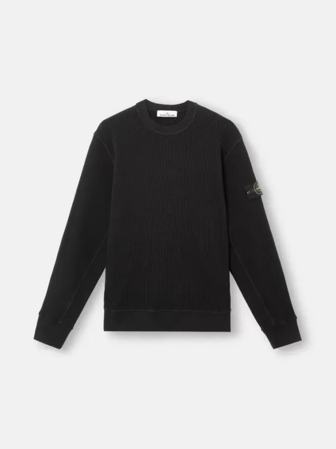 Sweatshirt met ronde hals en geribde details