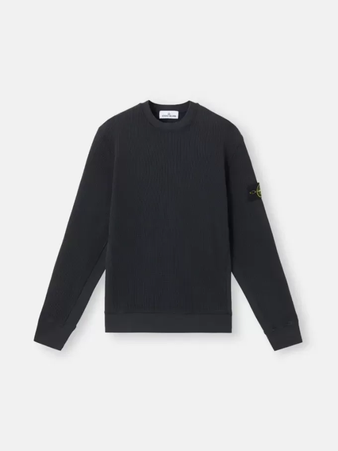 Sweatshirt met ronde hals en geribde details