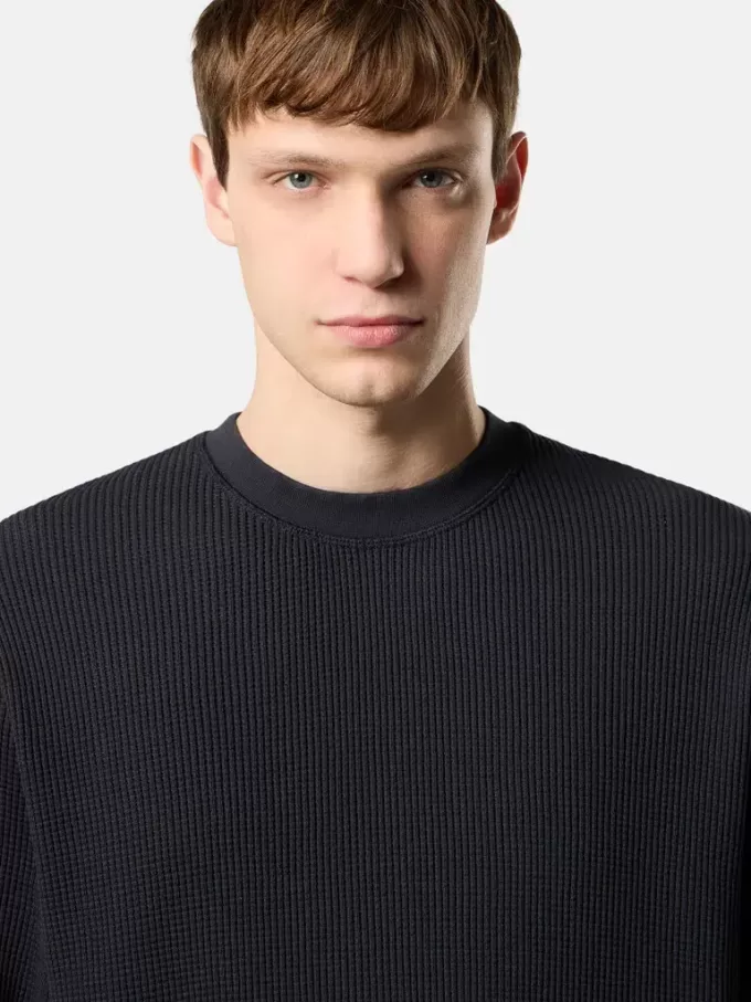 Sweatshirt met ronde hals en geribde details