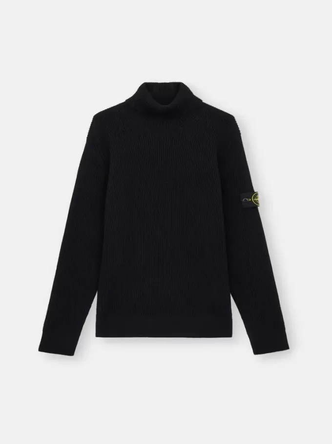 Turtleneck trui met fijne geribde boorden Turtleneck trui met fijne geribde boorden