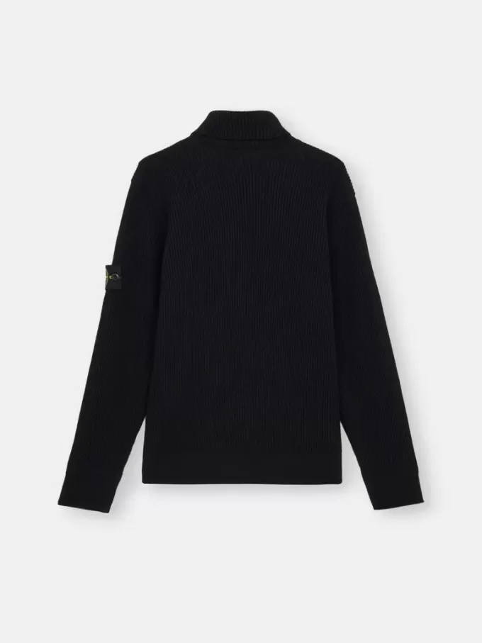 Turtleneck trui met fijne geribde boorden Turtleneck trui met fijne geribde boorden