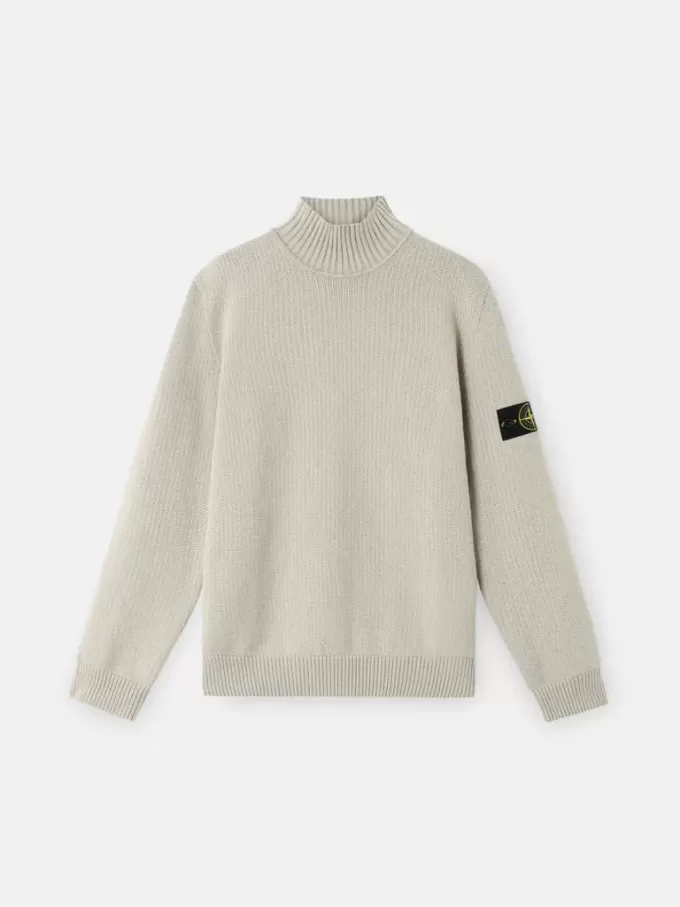 Turtleneck trui met geribde boorden