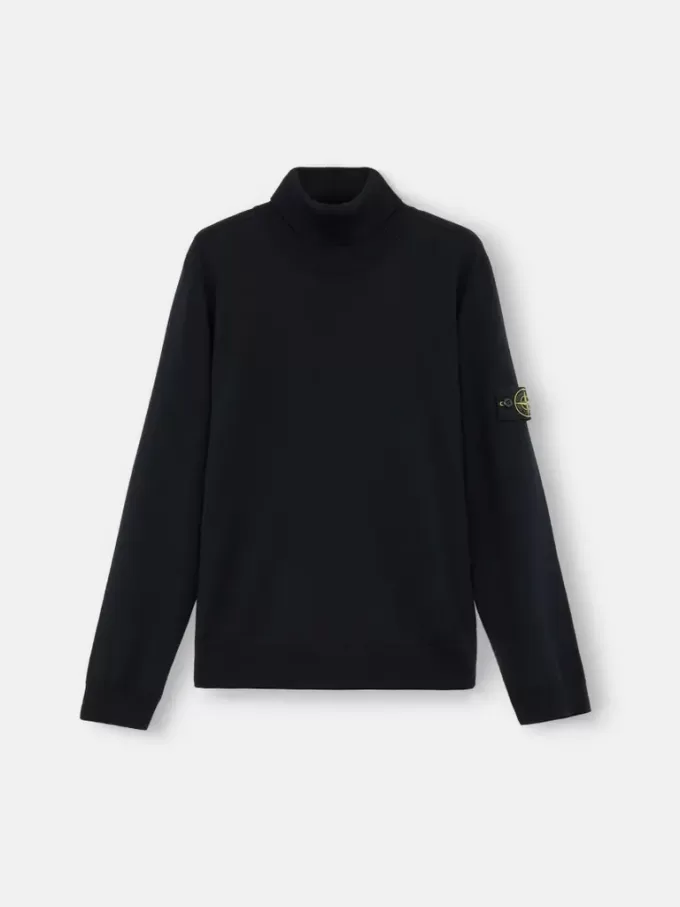 Turtleneck trui met geribde boorden