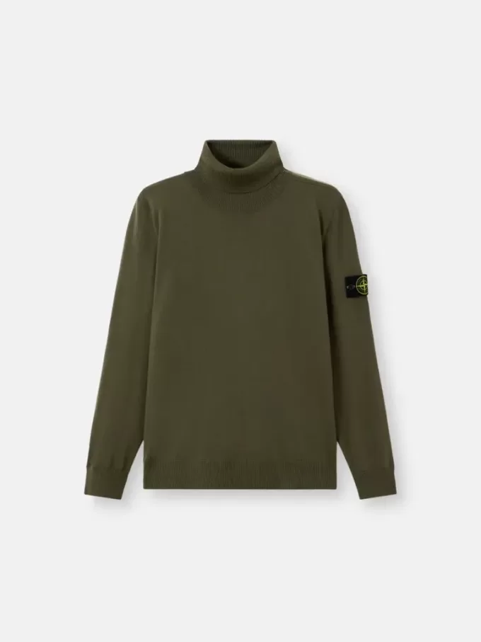 Turtleneck trui met geribde boorden