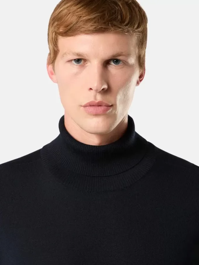 Turtleneck trui met geribde boorden