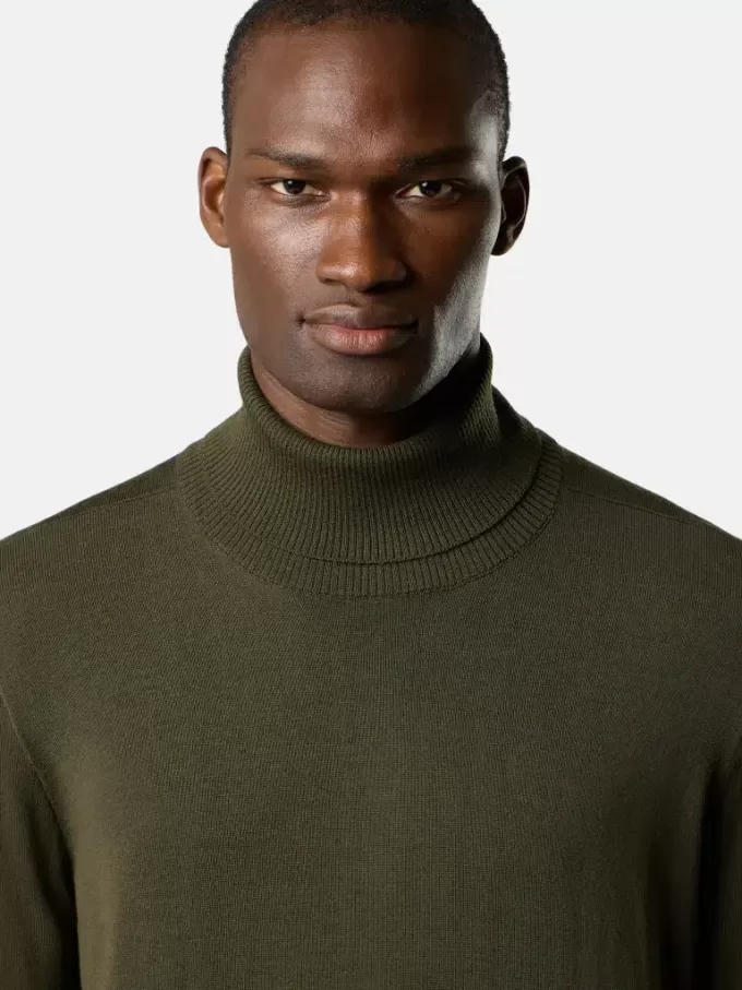 Turtleneck trui met geribde boorden